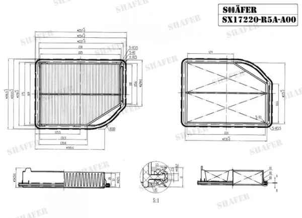 Filtro de ar SX17220R5AA00 Shafer