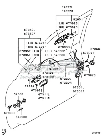 Fecho da porta dianteira esquerda Mitsubishi Pajero IV LONG
