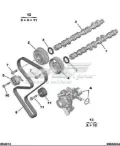 Engrenagem de cadeia de roda dentada da árvore distribuidora de escape de motor Peugeot 406 8B