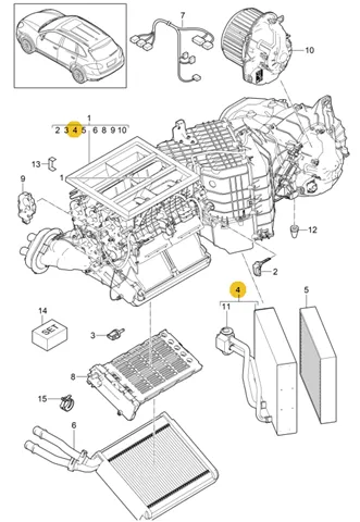 Vaporizador de aparelho de ar condicionado Porsche Cayenne II