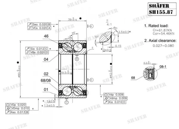 Rolamento de cubo dianteiro SH15587 Shafer