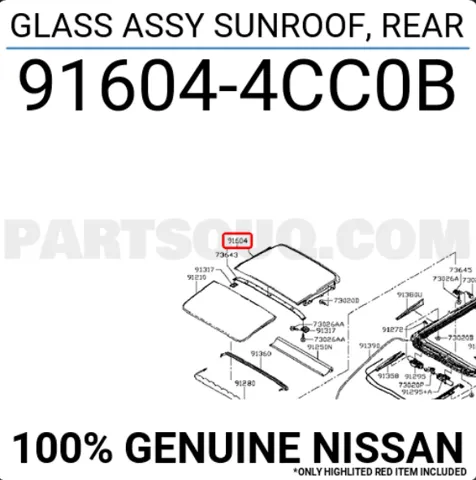 Tampa de alcapão do teto traseiro 916044CC0B Nissan/Infiniti