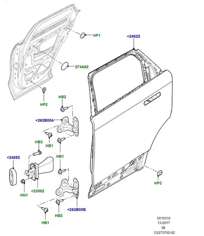 Porta traseira direita LR091719 Land Rover