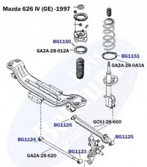 Bloco silencioso interno traseiro de braço oscilante transversal BG1126 Belgum