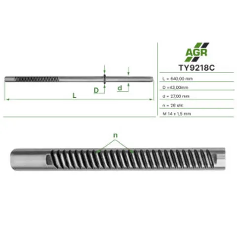Veio (haste) da cremalheira da direção TY9218C AGR