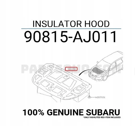 Isolamento de ruído da capota Subaru Outback IV
