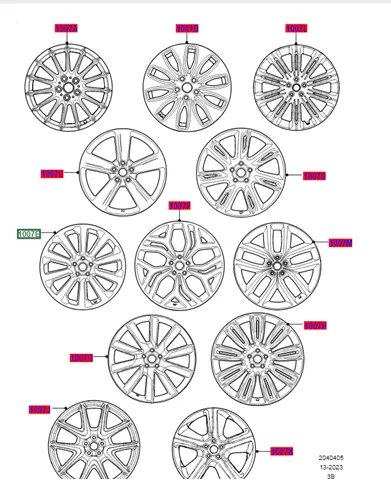 Discos de roda de aleação ligeira (de aleação ligeira, de titânio) LR091538 Land Rover