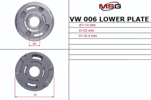 Kit de reparação da bomba da Direção hidrâulica assistida VW006LPLATE MSG