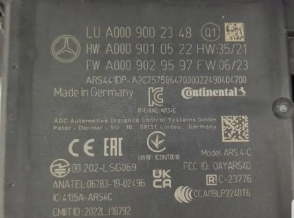 Sensor de radar de distância A0009002348 Mercedes